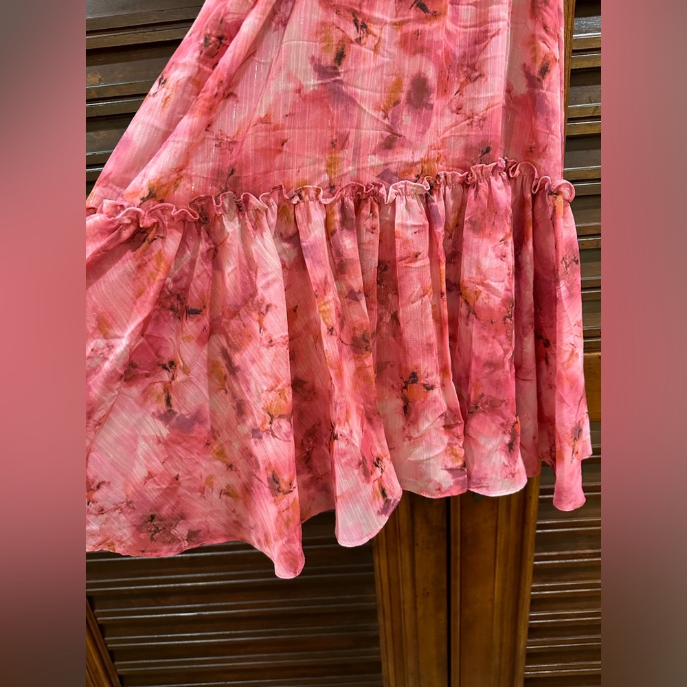 Misa Of LA MINI NWT Size Medium v neck  short sleeves ruffles pink- mauve - Picture 7 of 12